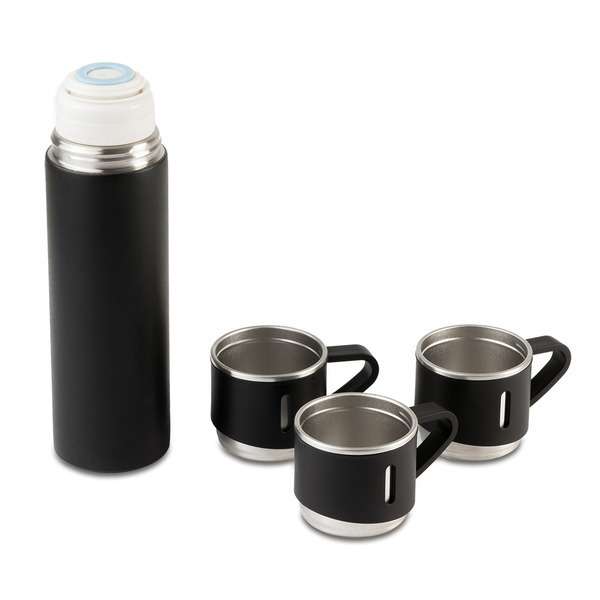 R08217.02 - Termos z kubkami Attu 500 ml, czarny