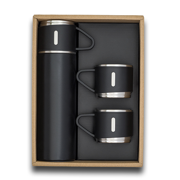 R08217.02 - Termos z kubkami Attu 500 ml, czarny