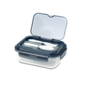 R08444.02 - Szklany lunch box ze sztućcami Lagos 1000 ml, czarny 